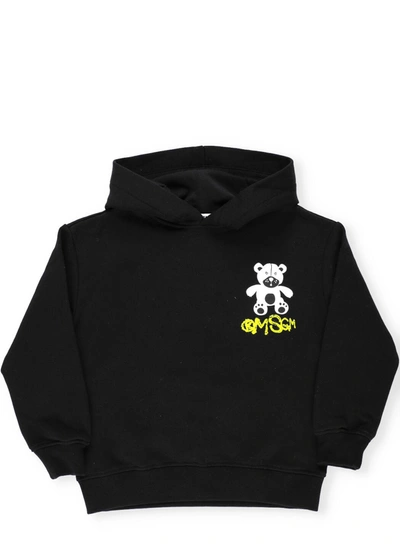 Msgm Kids' Hoddie With Bear Print In Black