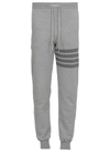 Thom Browne Three-stripe Drawstring Joggers In Med Grey