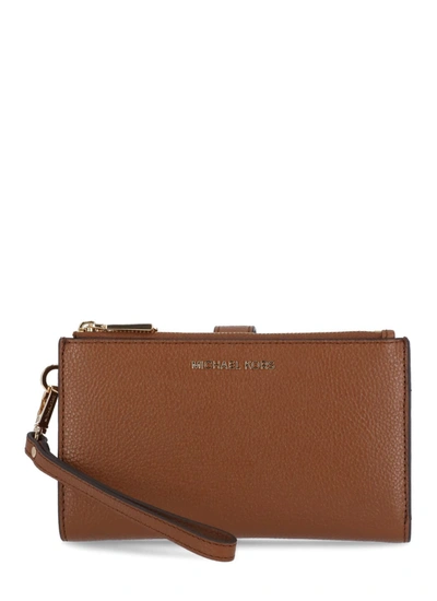 Michael Michael Kors Wallet In Textured Leather In Brown
