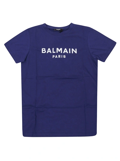 Balmain Kids' T-shirt In Bc Blu Bianco