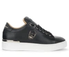 PHILIPP PLEIN SKULL TRAINER IN BLACK LEATHER,FAAS-MSC3204-02/BLK