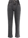 Brunello Cucinelli High-waisted Straight-leg Jeans In Grey