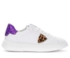 PHILIPPE MODEL PHILIPPE MODEL TEMPLE WHITE TRAINER WITH PURPLE GLITTER SPOILER,BTLD-VG03