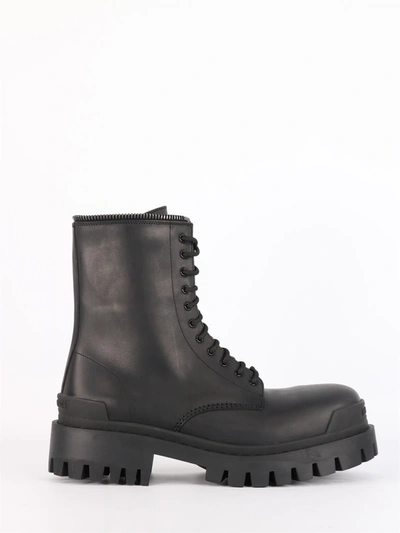 Balenciaga Master Lug-sole Leather Boots In Black