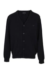 Emporio Armani Logo-embroidered Knitted Cardigan In Blu