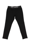 Dolce & Gabbana Logo-waistband Cotton Leggings In Nero