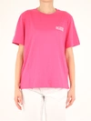 Ganni Oneck T-shirt In Rose-pink Cotton In Fuchsia