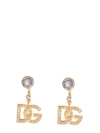 Dolce & Gabbana Crystal-embellished Logo Drop Earrings In Oro