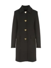 LOVE MOSCHINO SINGLE BREASTED COAT W/HEART BUTTONS,WK49980T008A C74 BLACK