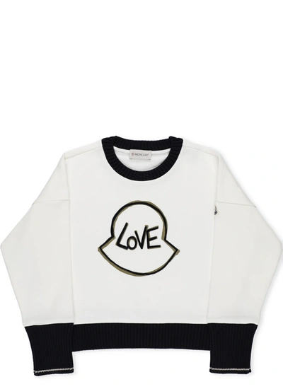 Moncler Kids' Girl's Love Logo Sweater In Natural