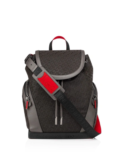 Christian Louboutin Explorafunk Leather-trimmed Logo-jacquard Coated-canvas Backpack In Black