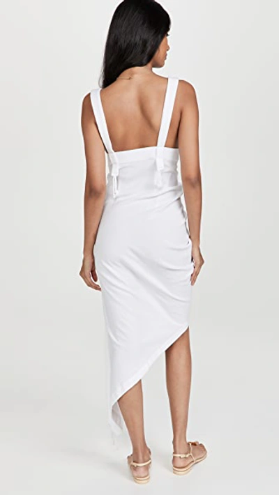 Just Bee Queen Aria Ruched Asymmetric Dress In White