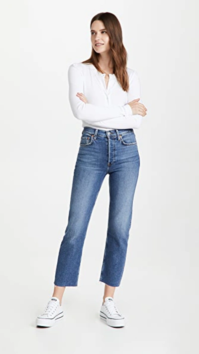 Re/done High Rise Comfort Stretch Stove Pipe Jeans In Mid 70s