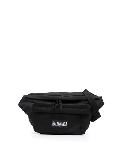 Balenciaga Logo Patch Messenger Bag In Black