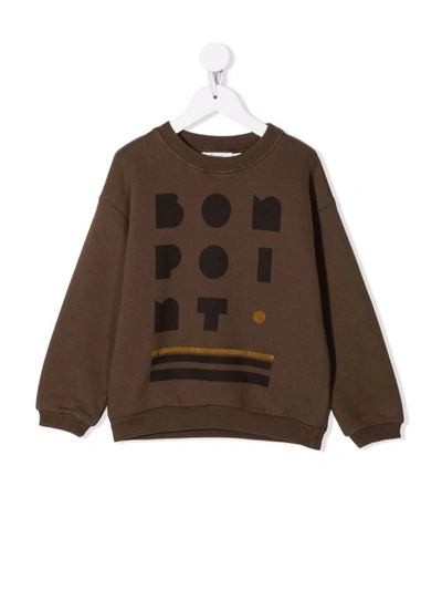 Bonpoint Kids' Tonino Logo Organic Cotton Sweatshirt In Brown