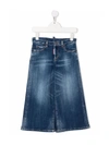Dsquared2 Teen High-waist Wide-leg Jeans In Blue