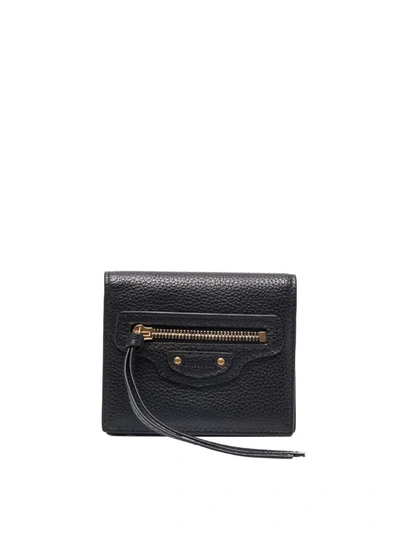 Balenciaga Front Zip Pocket Billfold Wallet In Black