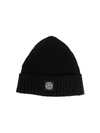 Stone Island Compass Logo Patch Beanie Hat In Black