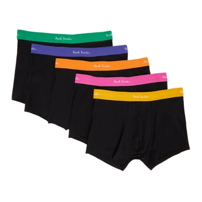 Paul Smith Black Stretch-cotton Boxer Briefs - Set Of Five