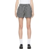 GANNI BLACK & WHITE SEERSUCKER CHECK DRAWSTRING SHORTS