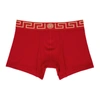 VERSACE RED GRECA BORDER LONG BOXER BRIEFS