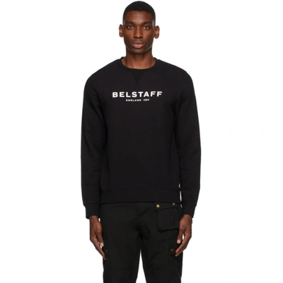 Belstaff Logo Printed Cotton Sweatshirt In Black/white