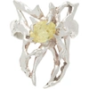 HARLOT HANDS SSENSE EXCLUSIVE SILVER & YELLOW BUTTERFLY RING