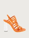 Ferragamo Mirrored Heel Strappy Sandals In Orange