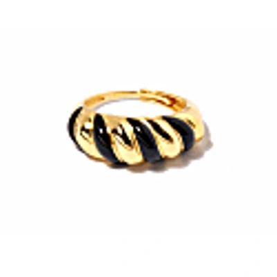 Little Sky Stone Croissant Dome Enamel Ring In 14k Gold