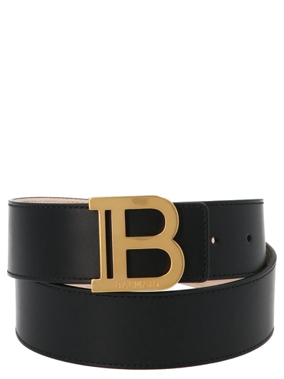 Balmain B-buckle Leather Belt In Black