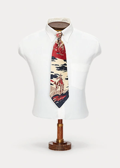 Double Rl Handmade Rodeo-print Silk Tie In Red/tan