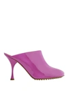 Bottega Veneta 90mm Dot Patent Leather Sock Mules In Pink