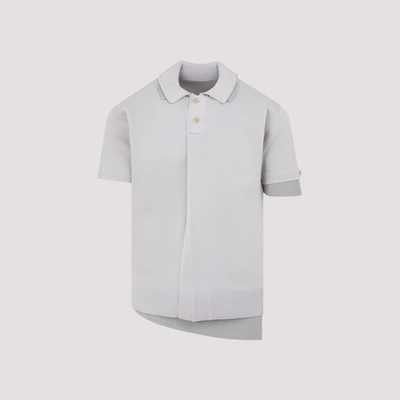Jacquemus Layered Fine-knit Polo Shirt In Grey