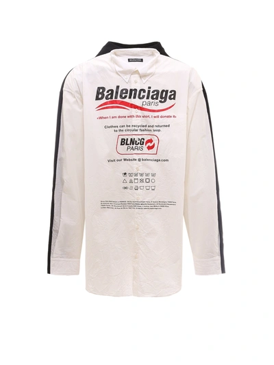 Balenciaga Recycle-print Cotton-poplin And Jersey Sweatshirt In White