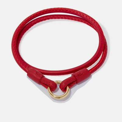 Annoushka 14kt Yellow Gold Lovelink 35cm Red Leather Bracelet