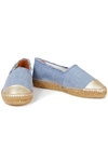 Castaã±er Kampala Metallic Leather-trimmed Canvas Espadrilles In Blue