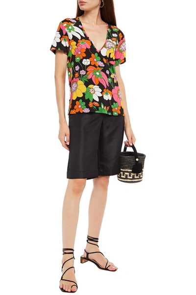 Dodo Bar Or Ida Floral-print Stretch-jersey T-shirt In Black