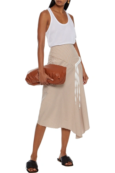 Tibi Kaia Asymmetric Cotton-blend Poplin Midi Skirt In Neutral