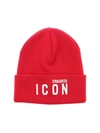 DSQUARED2 ICON EMBROIDERY BEANIE IN RED