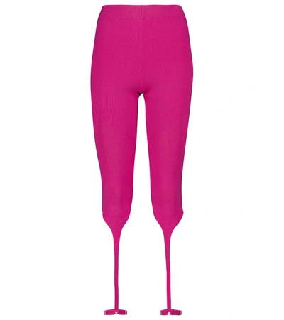 Jacquemus Le Collant Alba Pink Rib-knit Stirrup Leggings