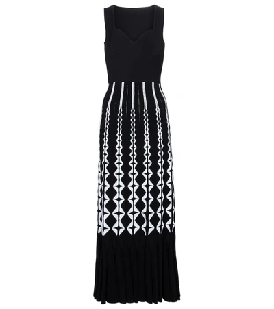 Alaïa Sleeveless Bustier Long Dress In Noir & Blanc