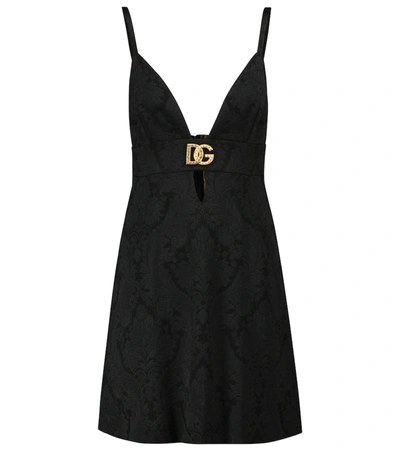 Dolce & Gabbana Dg Jacquard Minidress In Black