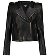Balmain Black Leather Biker Jacket In Black