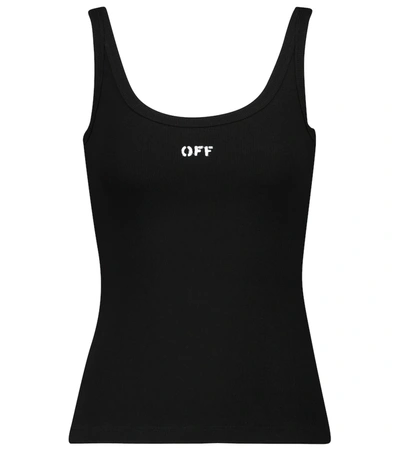 Off-white Chic Ribbed Tank Top With Unique Design And Comfortable Fit In Black