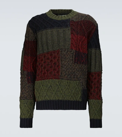 Dolce & Gabbana Wool And Cashmere Patchwork Round-neck Sweater In Multicolor