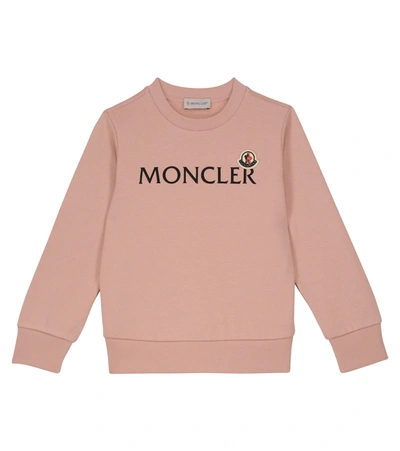Moncler Kids' Logo棉质针织运动衫 In Pink