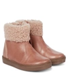 PETIT NORD RAINBOW SHEARLING-LINED LEATHER BOOTS,P00603742