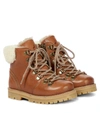 PETIT NORD RAINBOW SHEARLING-LINED LEATHER BOOTS,P00607378