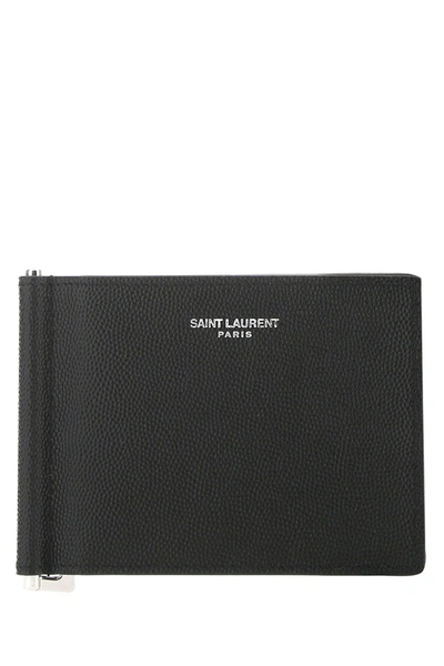 Saint Laurent Black Leather Card Holder  Nd  Uomo Tu