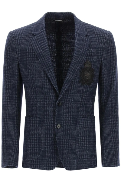 Dolce & Gabbana Single-breasted Tweed Blazer In Blue